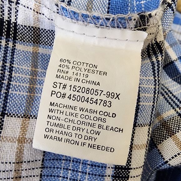 Ely Cattleman Blue Plaid Western Pearl Snap Wrinkle Resistant Shirt Men’s Big 4X - Picture 13 of 13